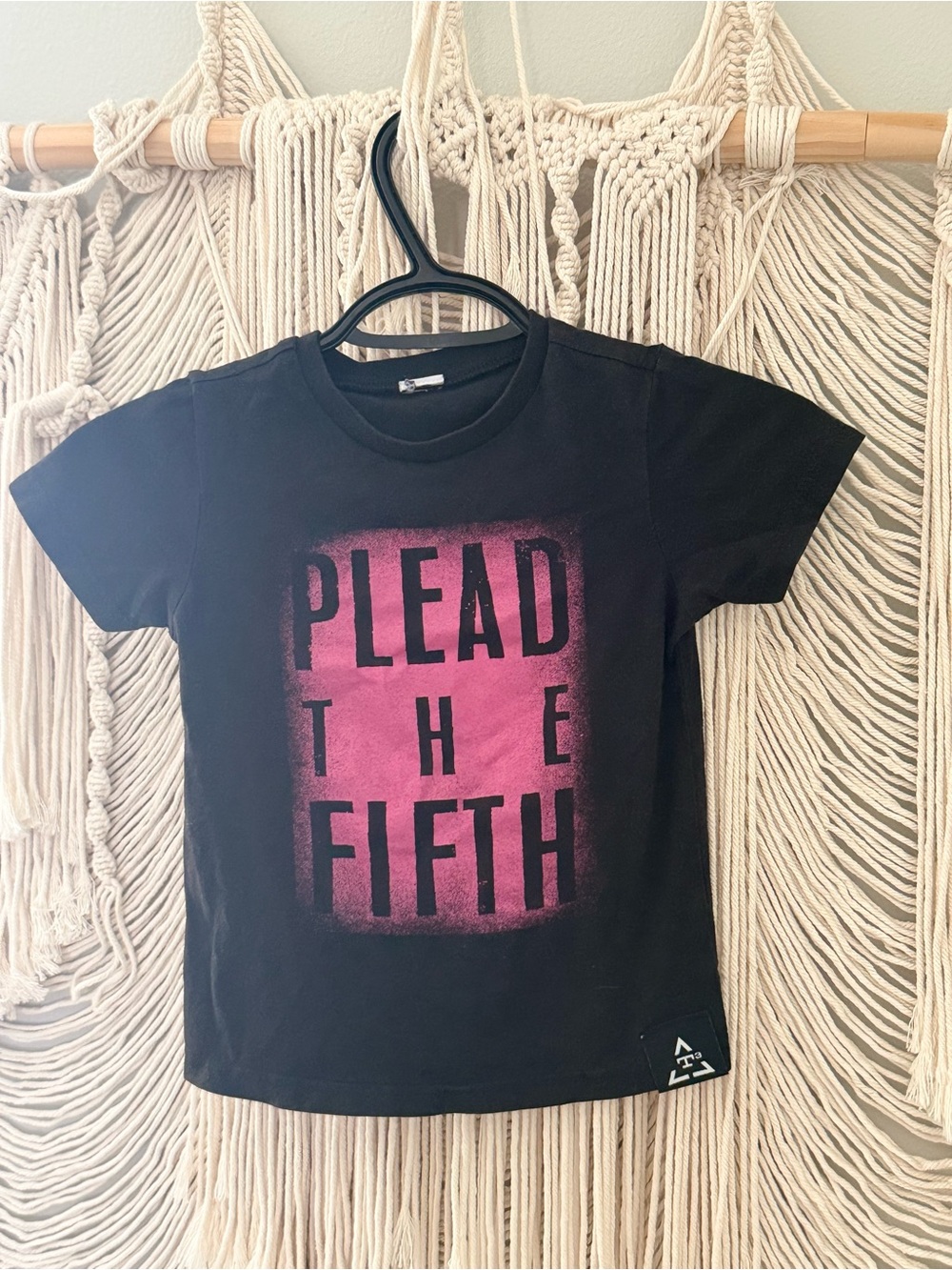 TRILOGY & Co. Kids Black T-Shirt with Pink 'Plead the Fifth' Graphic
